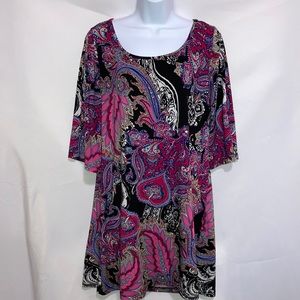 Steven Edwards Cold Shoulder Paisley Tunic Dress